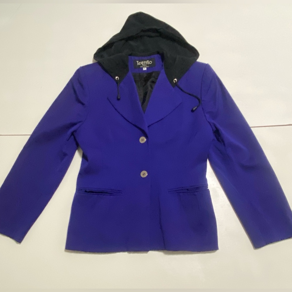 Vtg Teenflo Paris Royal Blue Hooded Blazer